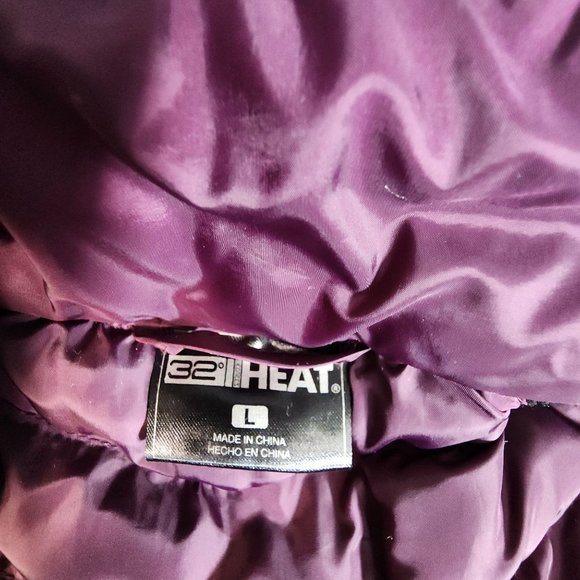 32° HEAT Women's Size Large Light Weight Zip Front Puffer Jacket Purple Black - Picture 9 of 11